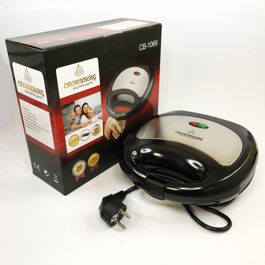 Сендвичница Crownberg CB-1069 Бутербродница, бутербродница гриль сендвичница, электробутербродница
