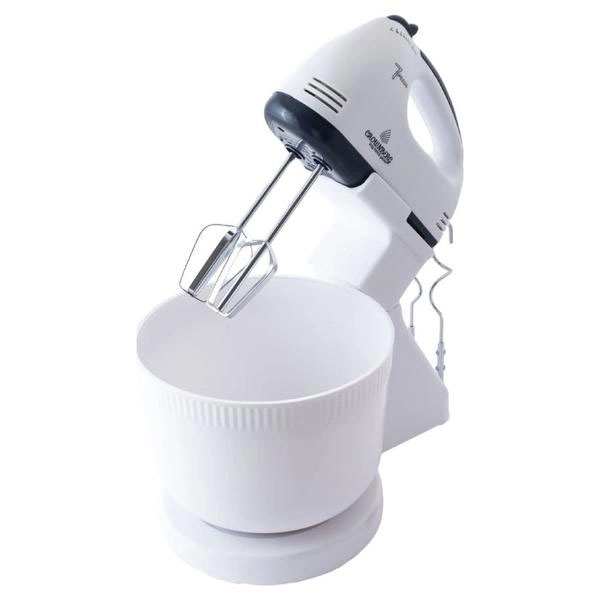 Миксер Crownberg CB-7320 ручной с подставкой и емкостью 2л 300 Вт на 7 скоростей, кухонный тестомес