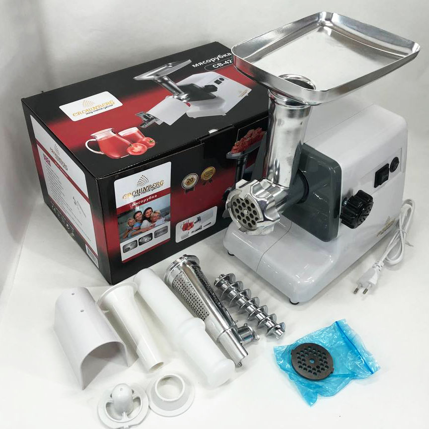 Мясорубка Crownberg CB-4212 с соковыжималкой, электромясорубка 2500W, мясорубка с металлическим редуктором