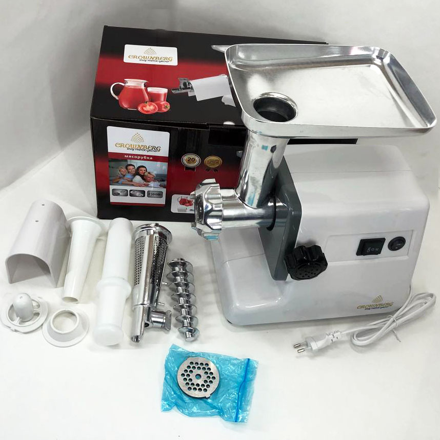 Мясорубка Crownberg CB-4212 с соковыжималкой, электромясорубка 2500W, мясорубка с металлическим редуктором