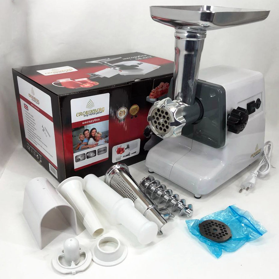 Мясорубка Crownberg CB-4212 с соковыжималкой, электромясорубка 2500W, мясорубка с металлическим редуктором