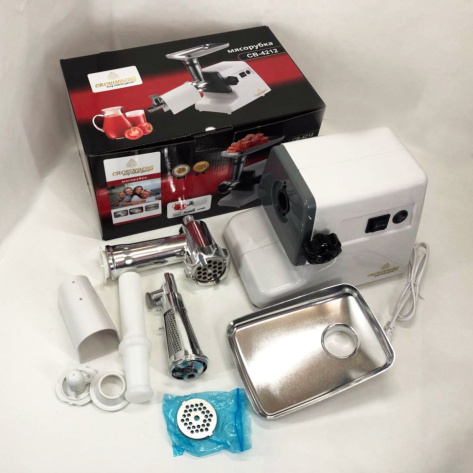 Мясорубка Crownberg CB-4212 с соковыжималкой, электромясорубка 2500W, мясорубка с металлическим редуктором