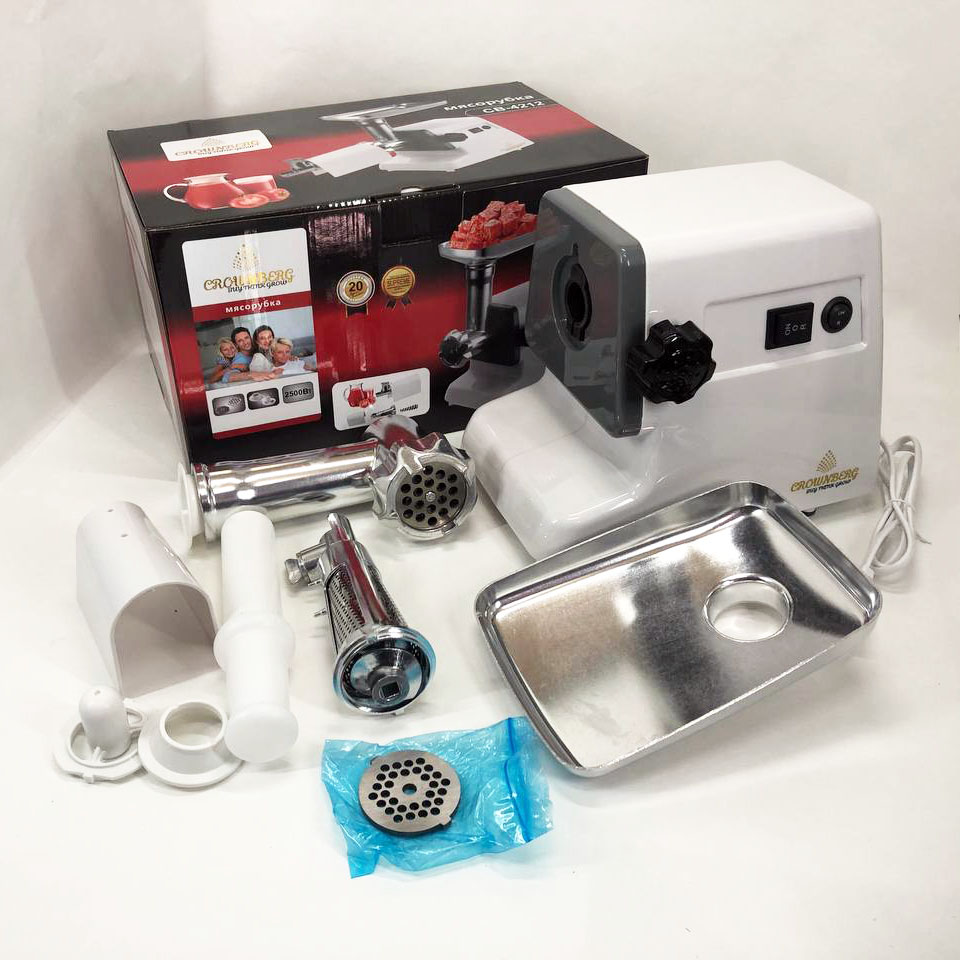 Мясорубка Crownberg CB-4212 с соковыжималкой, электромясорубка 2500W, мясорубка с металлическим редуктором