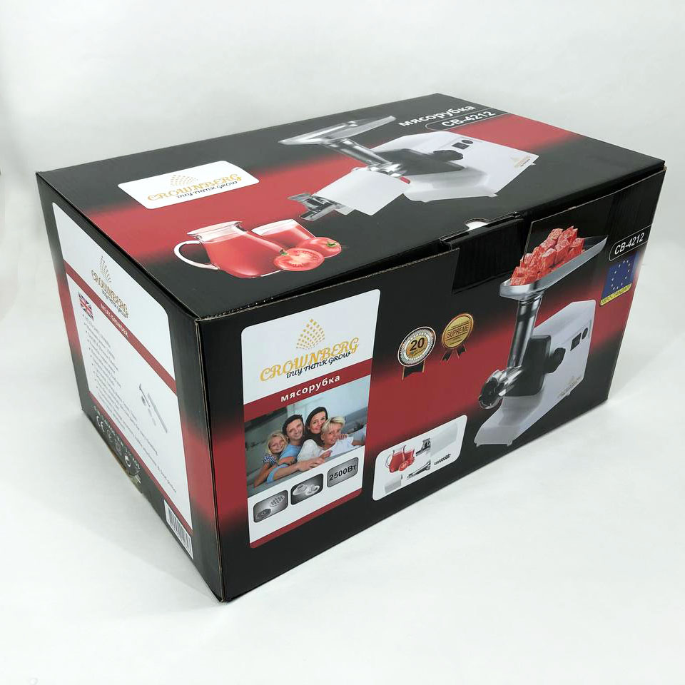 Мясорубка Crownberg CB-4212 с соковыжималкой, электромясорубка 2500W, мясорубка с металлическим редуктором