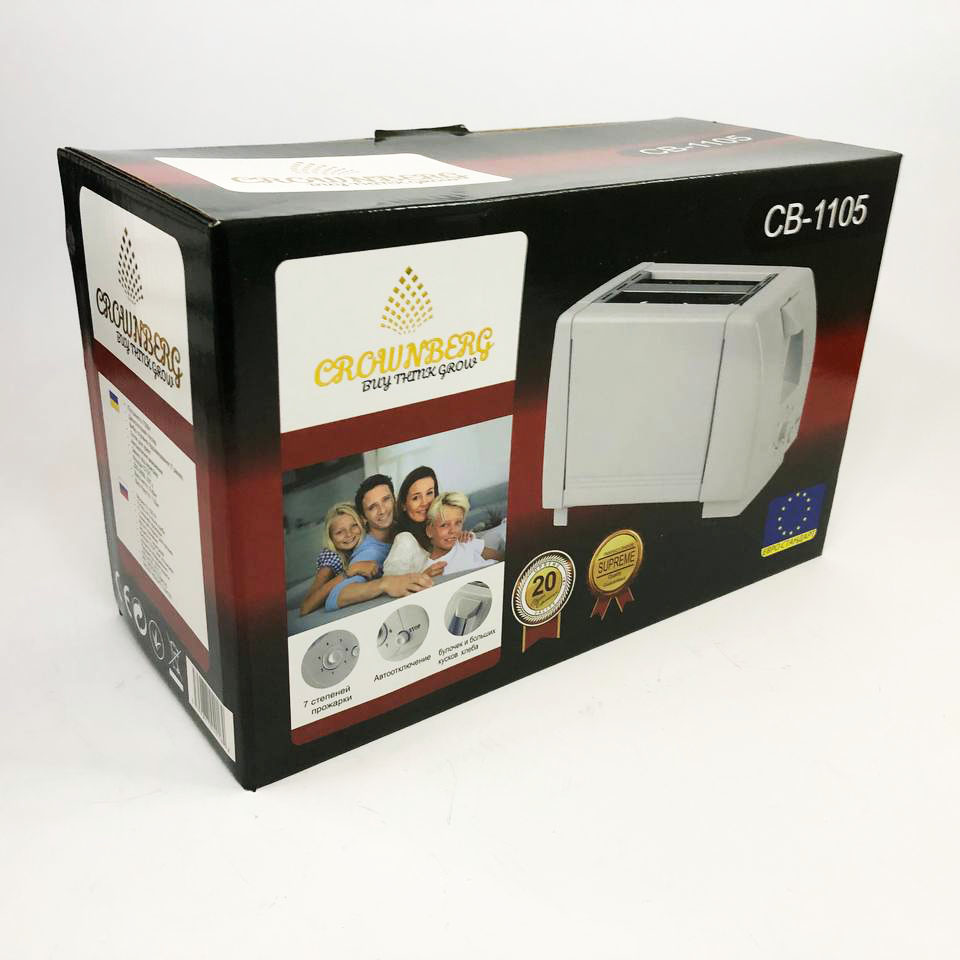 Тостер Crownberg CB-1105 с поддоном для крошек шесть уровней прожарки, универсальный тостер кухонный