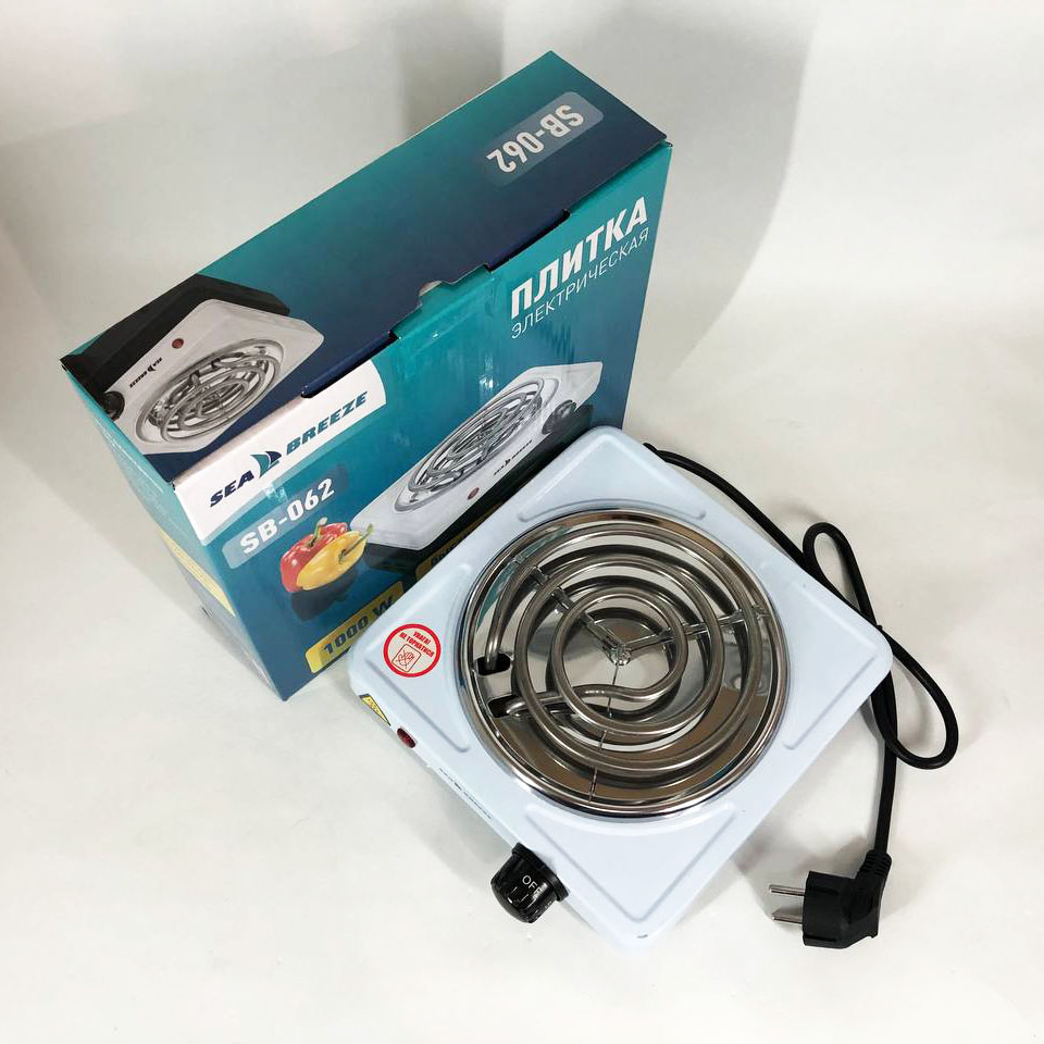 Настольная плита электрическая Sea Breeze SB-062 1000 Вт, настольная одноконфорочная, плита бытовая