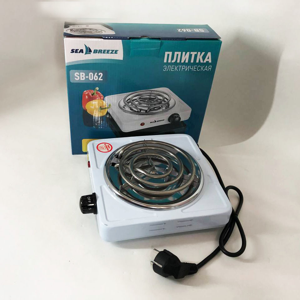 Настольная плита электрическая Sea Breeze SB-062 1000 Вт, настольная одноконфорочная, плита бытовая