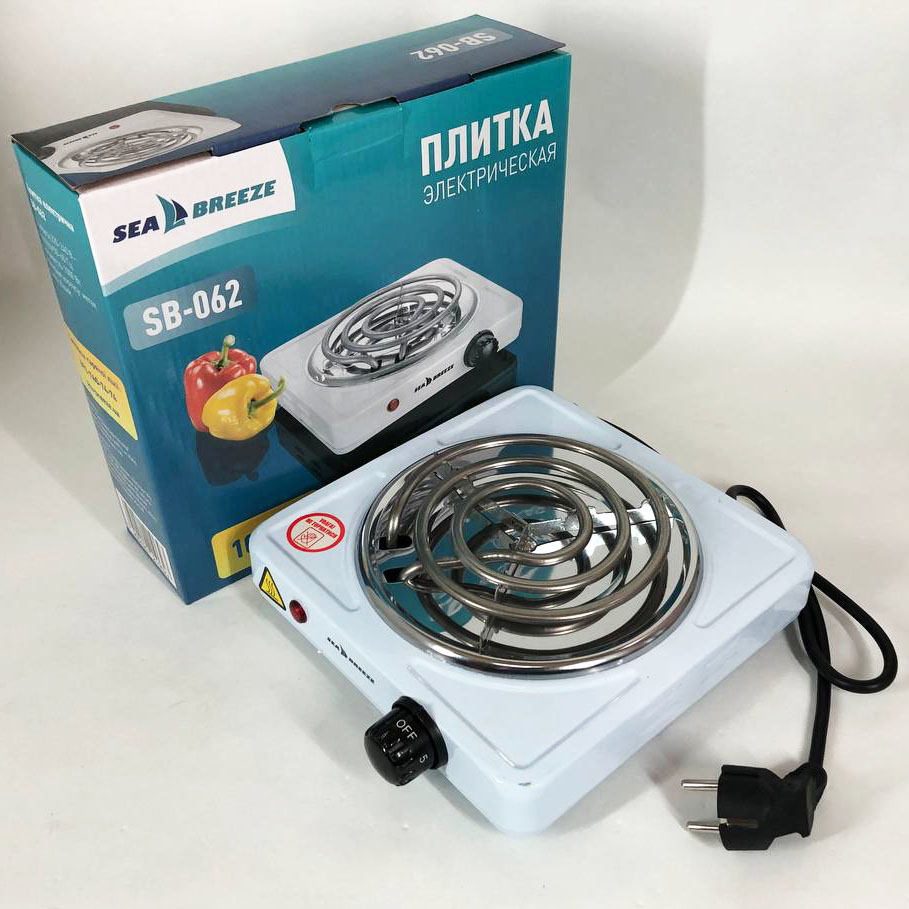 Настольная плита электрическая Sea Breeze SB-062 1000 Вт, настольная одноконфорочная, плита бытовая