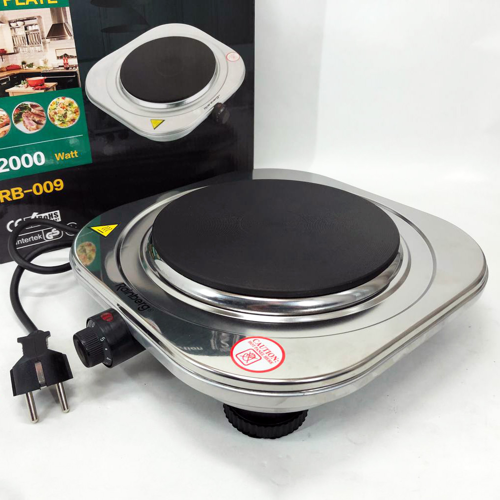 Плита электрическая Rainberg RB-009 одноконфорочная настольная электроплита на одну конфорку из нержавейки