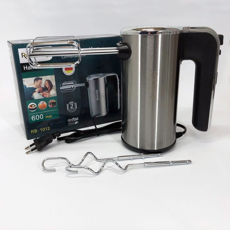 Миксер ручной электрический Rainberg RB-1012 600W Нержавейка, ручной миксер для кухни, мощный миксер