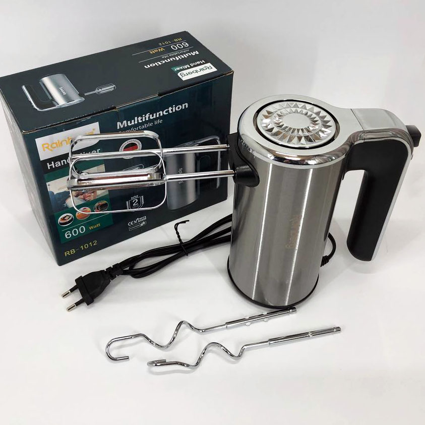 Миксер ручной электрический Rainberg RB-1012 600W Нержавейка, ручной миксер для кухни, мощный миксер