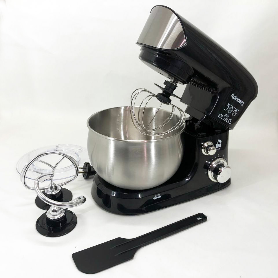 Электрический планетарный миксер тестомес Rainberg RB-8083 3200 Вт с насадками. Цвет: черный