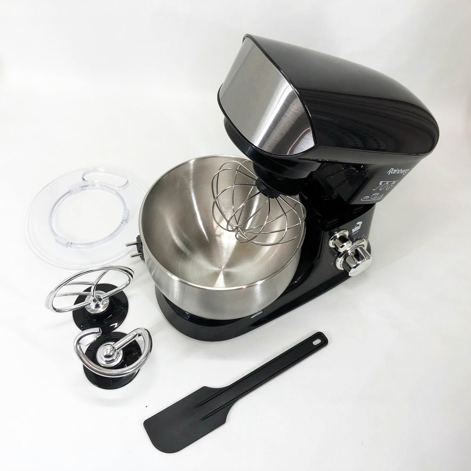 Электрический планетарный миксер тестомес Rainberg RB-8083 3200 Вт с насадками. Цвет: черный
