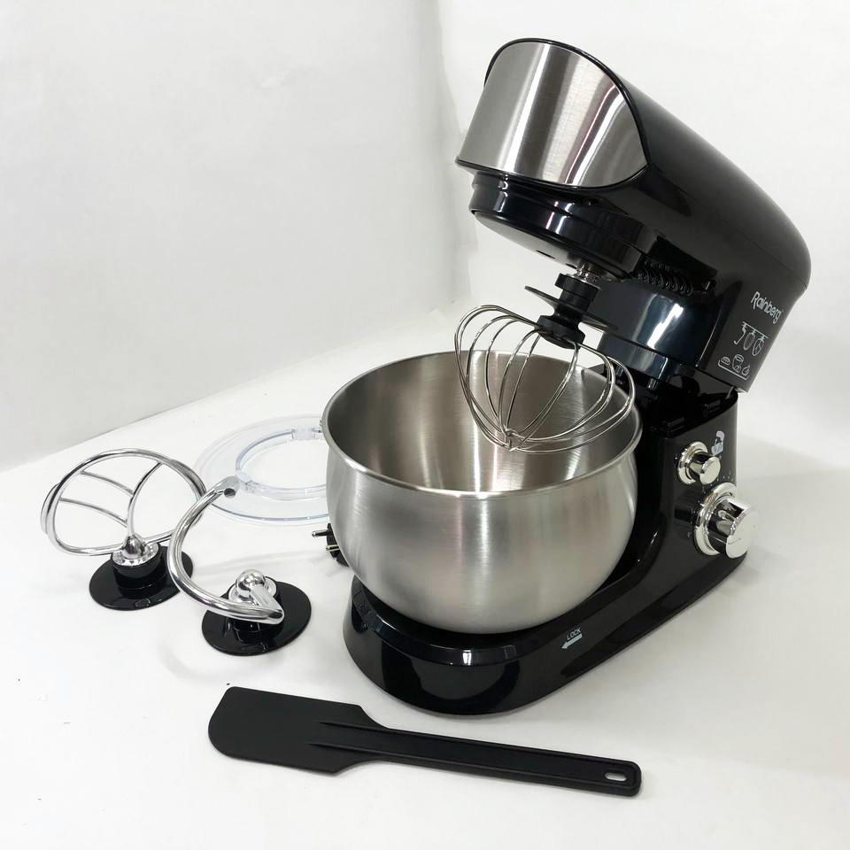 Электрический планетарный миксер тестомес Rainberg RB-8083 3200 Вт с насадками. Цвет: черный