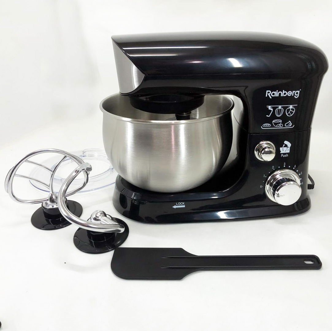 Электрический планетарный миксер тестомес Rainberg RB-8083 3200 Вт с насадками. Цвет: черный
