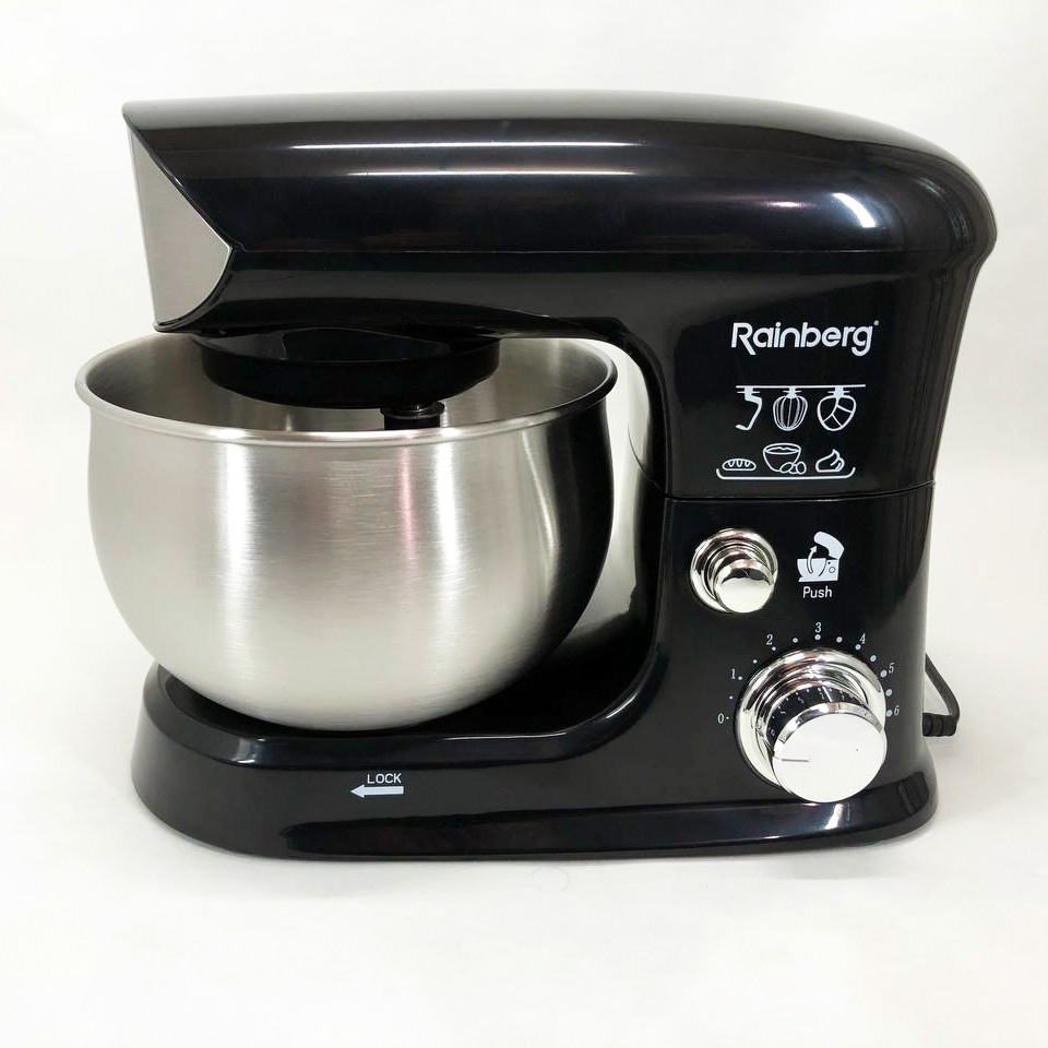 Электрический планетарный миксер тестомес Rainberg RB-8083 3200 Вт с насадками. Цвет: черный