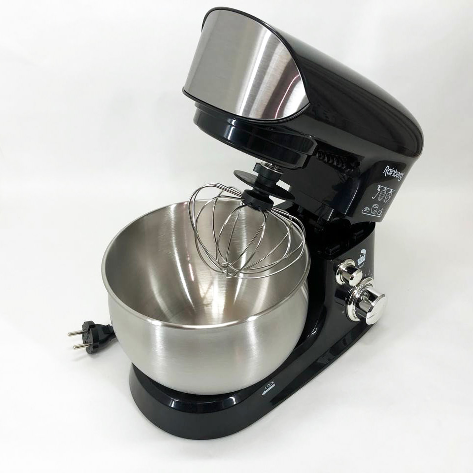Электрический планетарный миксер тестомес Rainberg RB-8083 3200 Вт с насадками. Цвет: черный