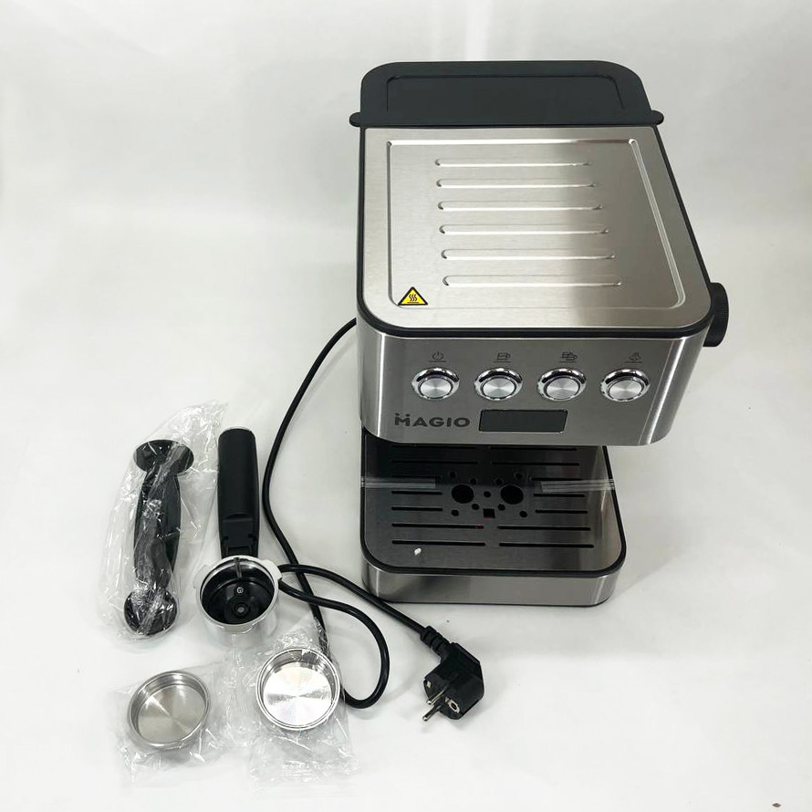 Кофеварка рожковая еспресо/капучино Magio MG-452 850 Вт, кофемашина домашняя, кофейный аппарат для дома