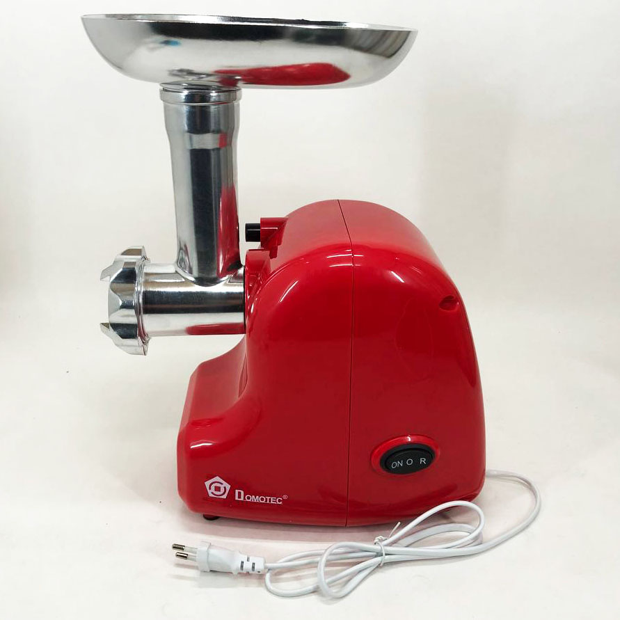 Кухонная электрическая мясорубка Domotec MS 2017 с реверсом 1500 W, мясорубка для шинковки. Цвет: красный