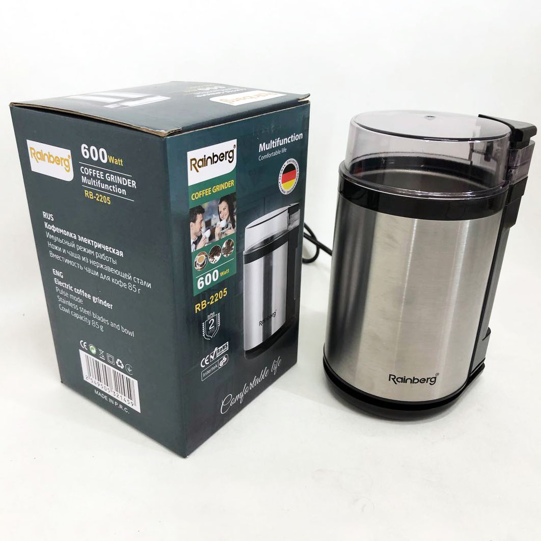 Электрическая роторная кофемолка Rainberg RB-2205 600 Вт Нержавеющая сталь