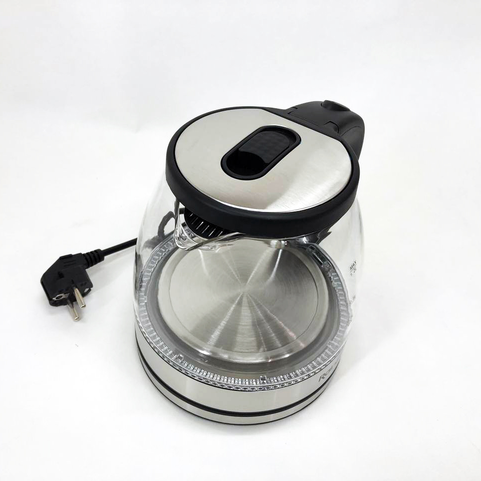 Электрочайник стеклянный Rainberg RB-2251  - 1л, стильный электрический чайник, бесшумный чайник