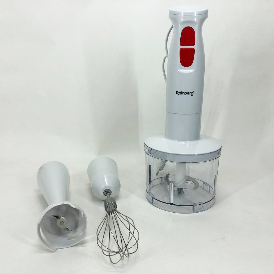 Блендер 3в1 Rainberg RB-2243 500W погружной блендер измельчитель для молочных коктейлей. Цвет: белый