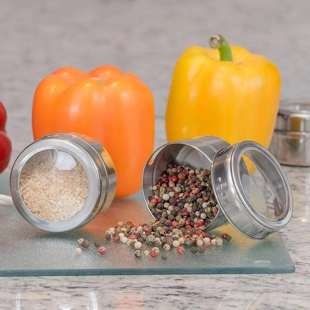 Набор емкостей для специй MAG-745 с подставкой на магнитах, баночки для специй 6 шт
