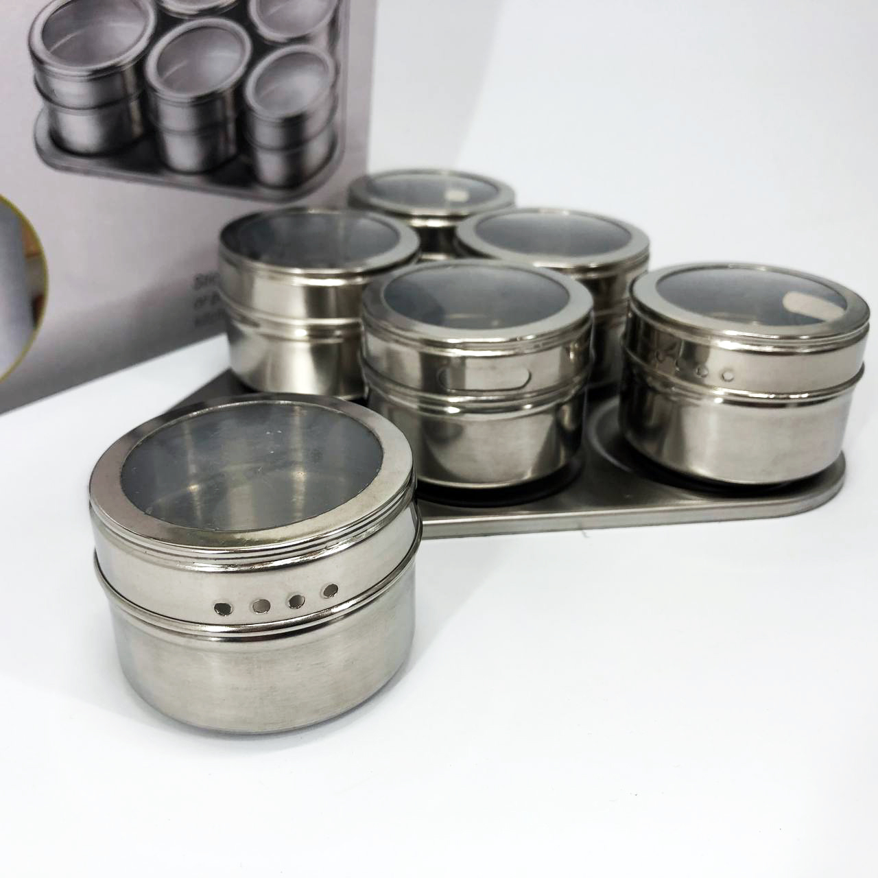 Набор емкостей для специй MAG-745 с подставкой на магнитах, баночки для специй 6 шт