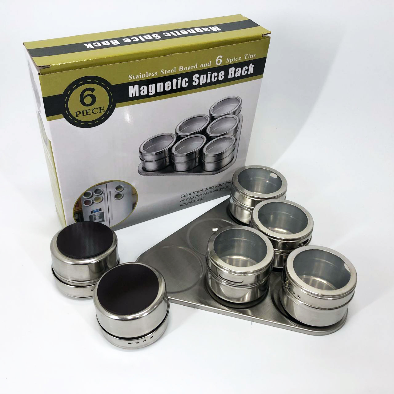 Набор емкостей для специй MAG-745 с подставкой на магнитах, баночки для специй 6 шт