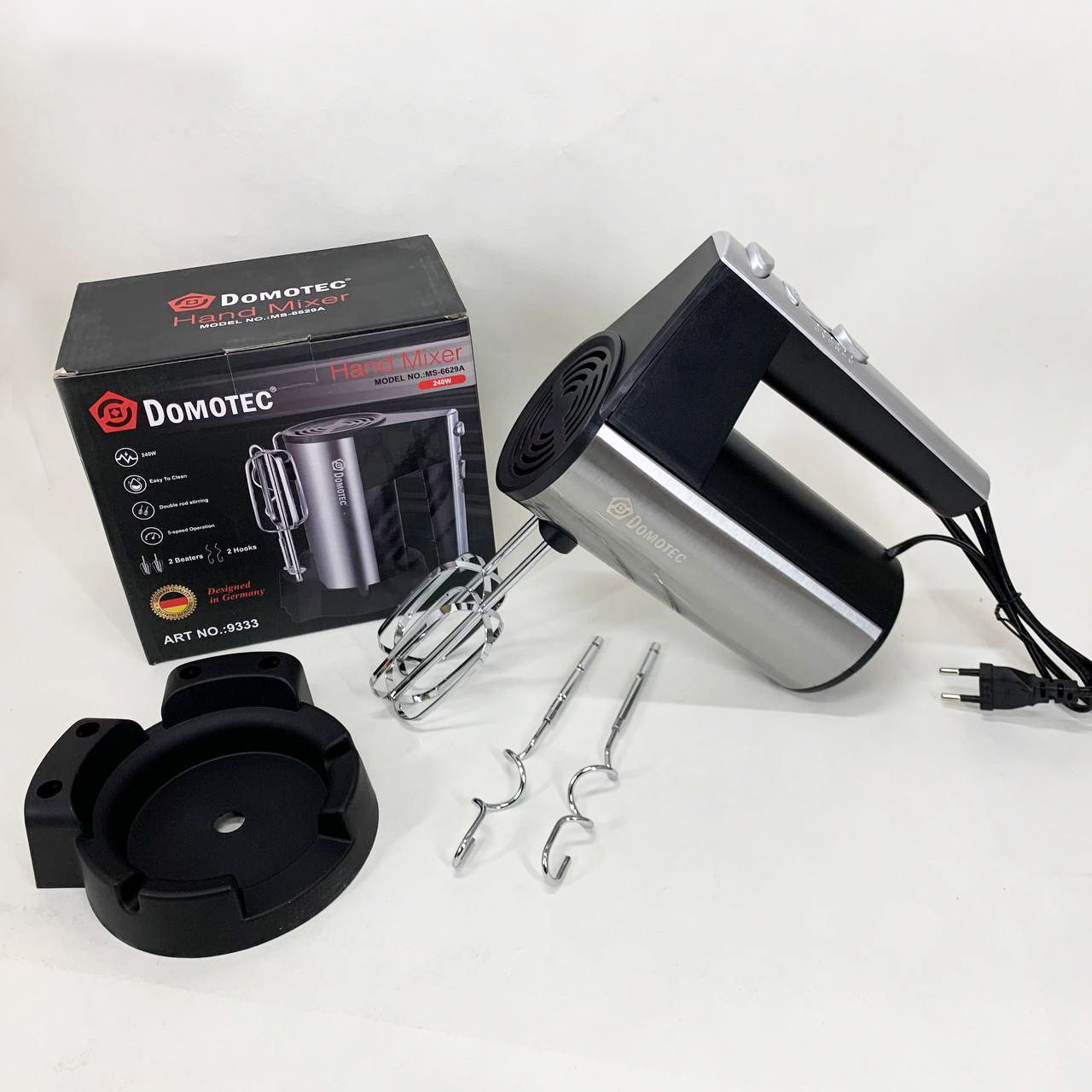 Миксер ручной DOMOTEC R6629A, 800W, 5 скоростей, с двумя насадками