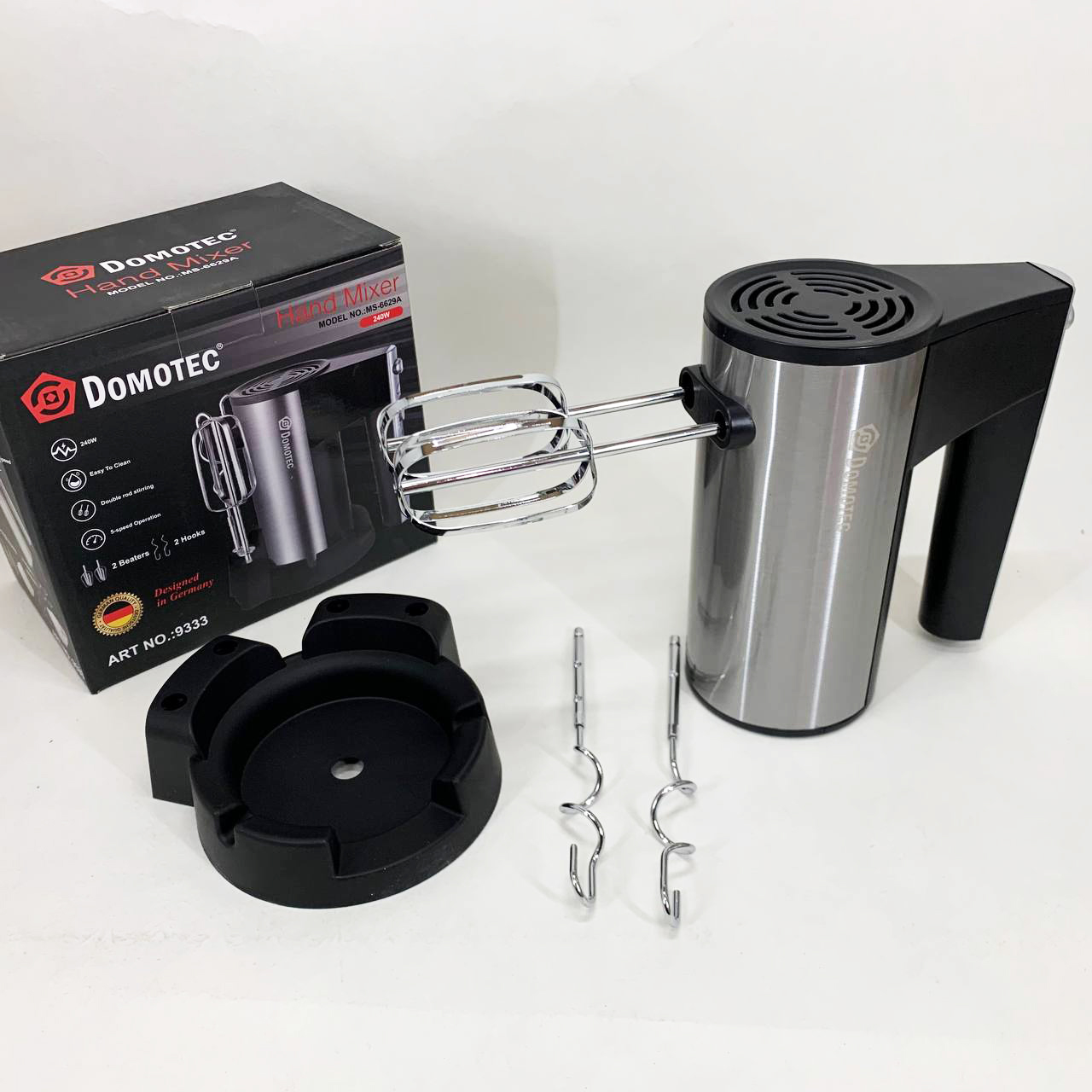 Миксер ручной DOMOTEC R6629A, 800W, 5 скоростей, с двумя насадками