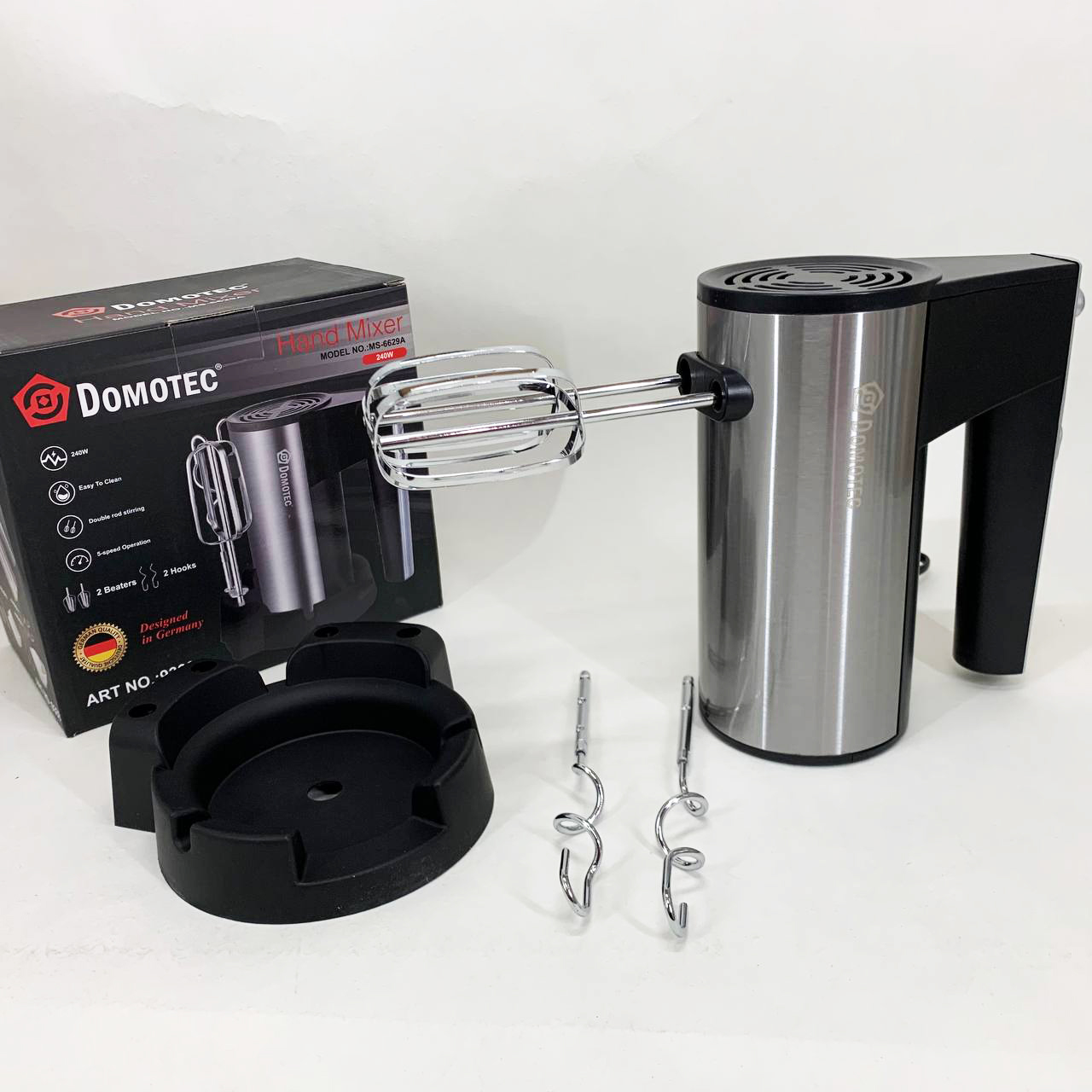 Миксер ручной DOMOTEC R6629A, 800W, 5 скоростей, с двумя насадками