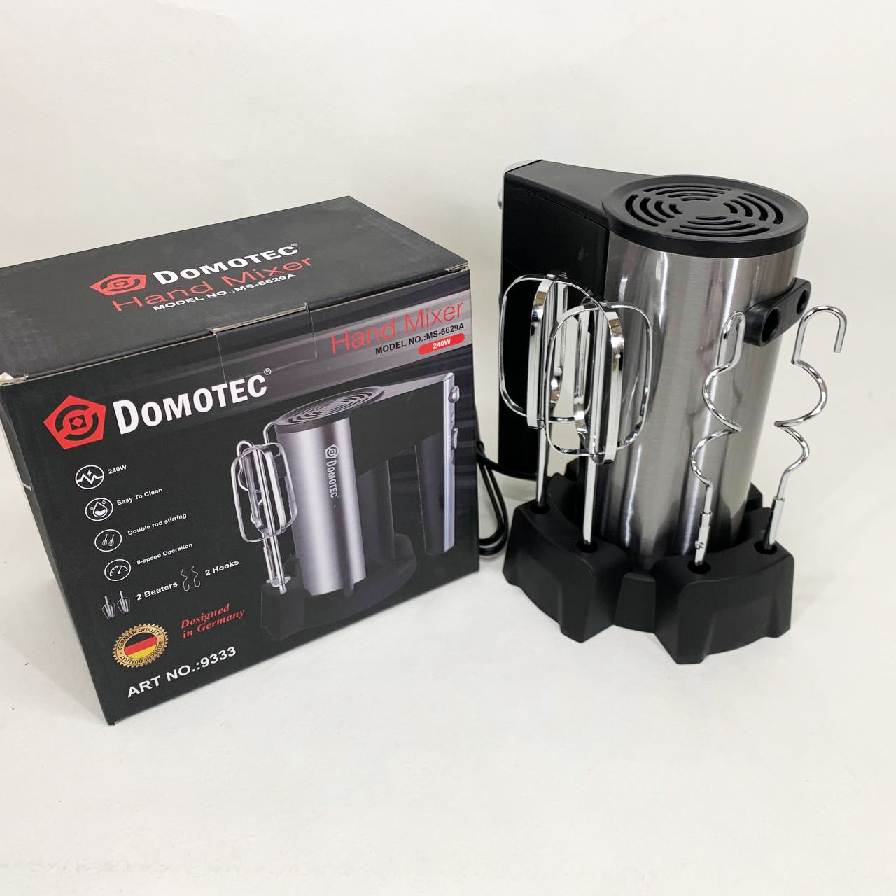 Миксер ручной DOMOTEC R6629A, 800W, 5 скоростей, с двумя насадками