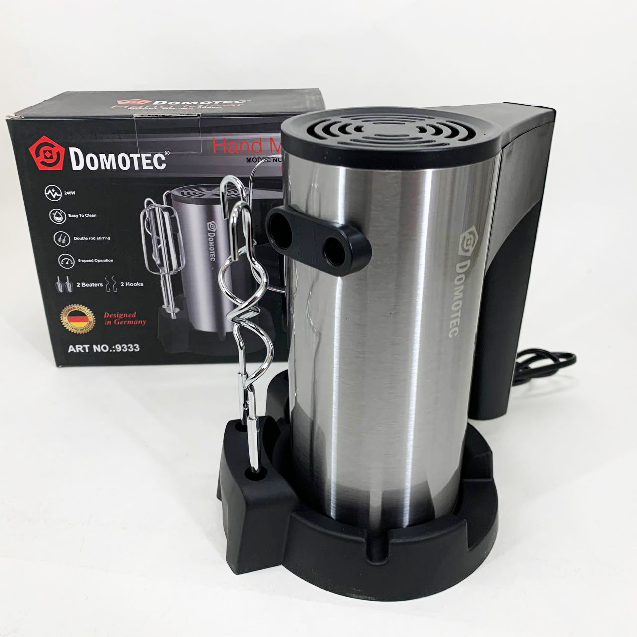 Миксер ручной DOMOTEC R6629A, 800W, 5 скоростей, с двумя насадками