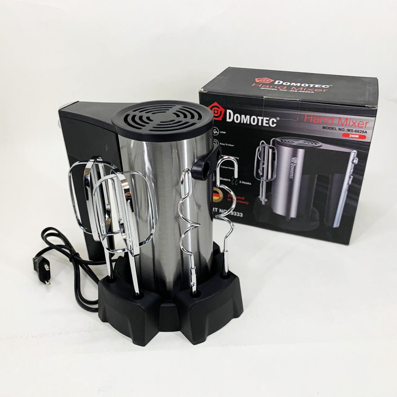 Миксер ручной DOMOTEC R6629A, 800W, 5 скоростей, с двумя насадками