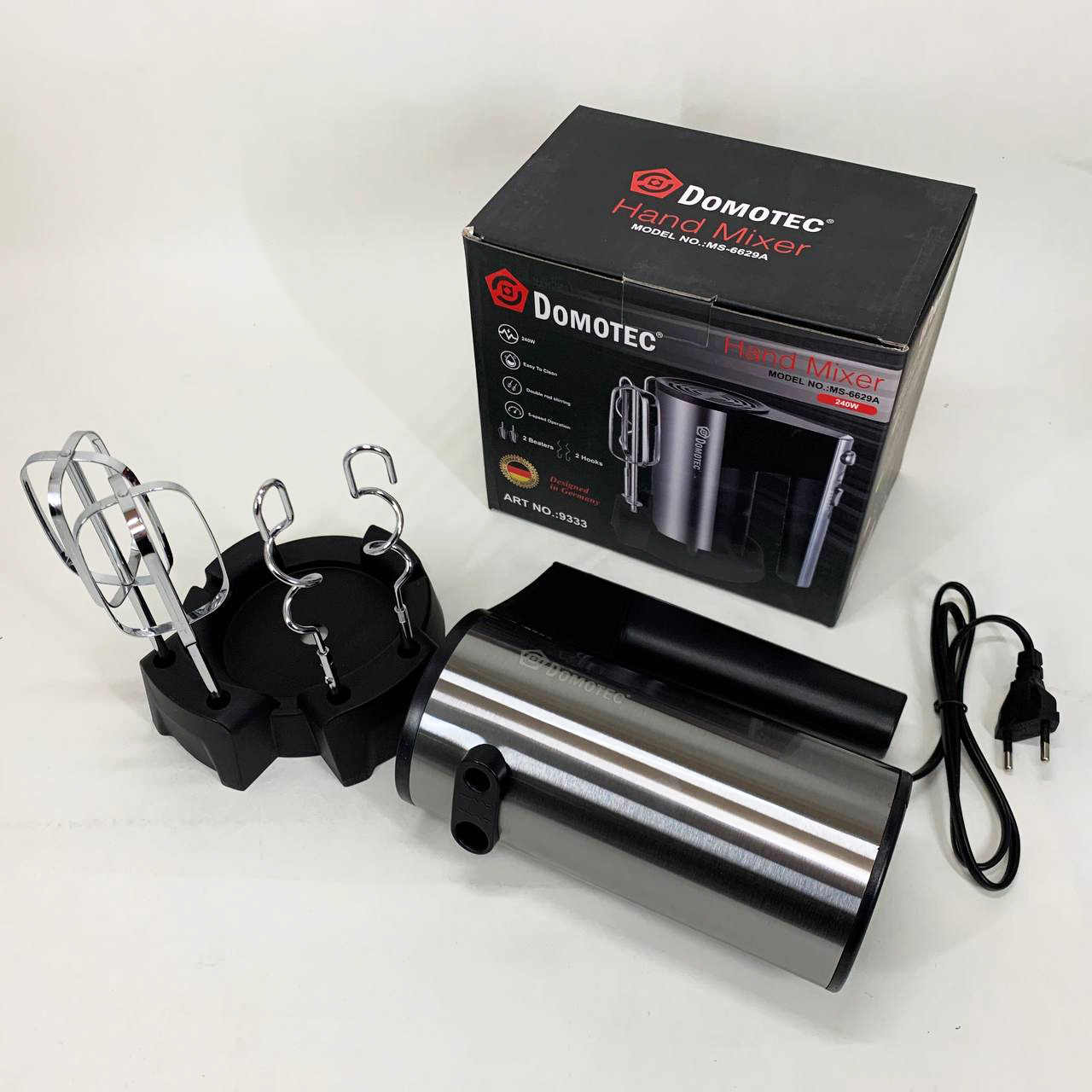 Миксер ручной DOMOTEC R6629A, 800W, 5 скоростей, с двумя насадками