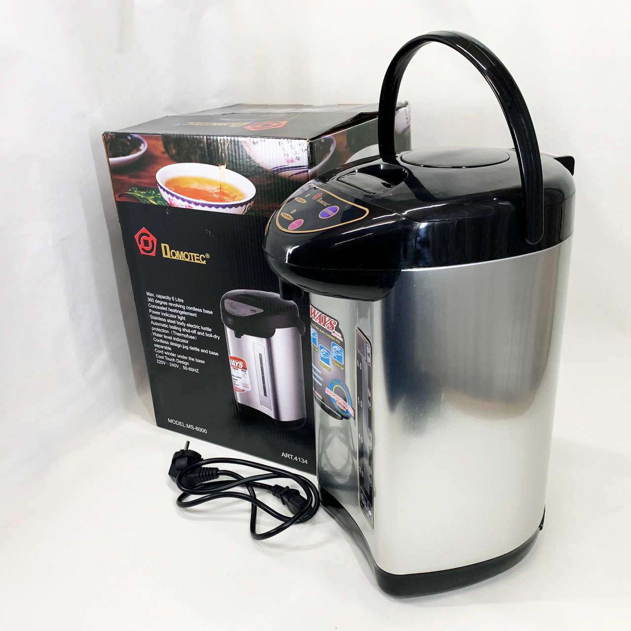 Термопот чайник-термос 6 л Domotec MS-6000, Мощный термопот с теплоизоляцией 3 режима работы