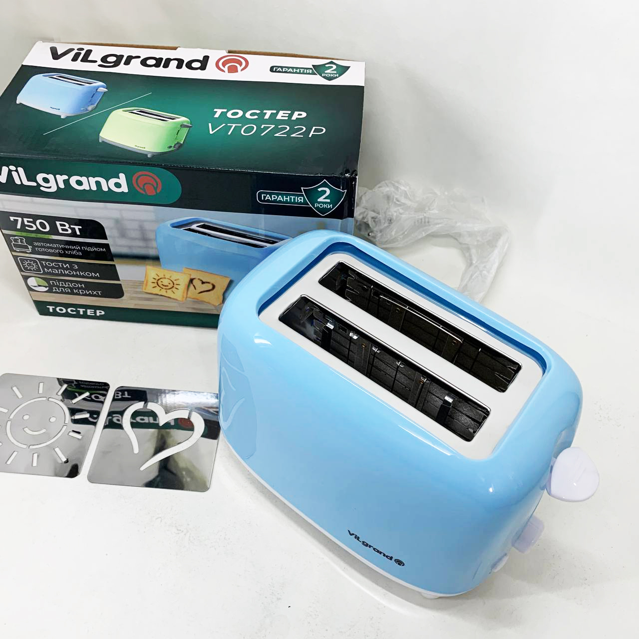 Тостер VILGRAND VT0722P. Цвет: голубой