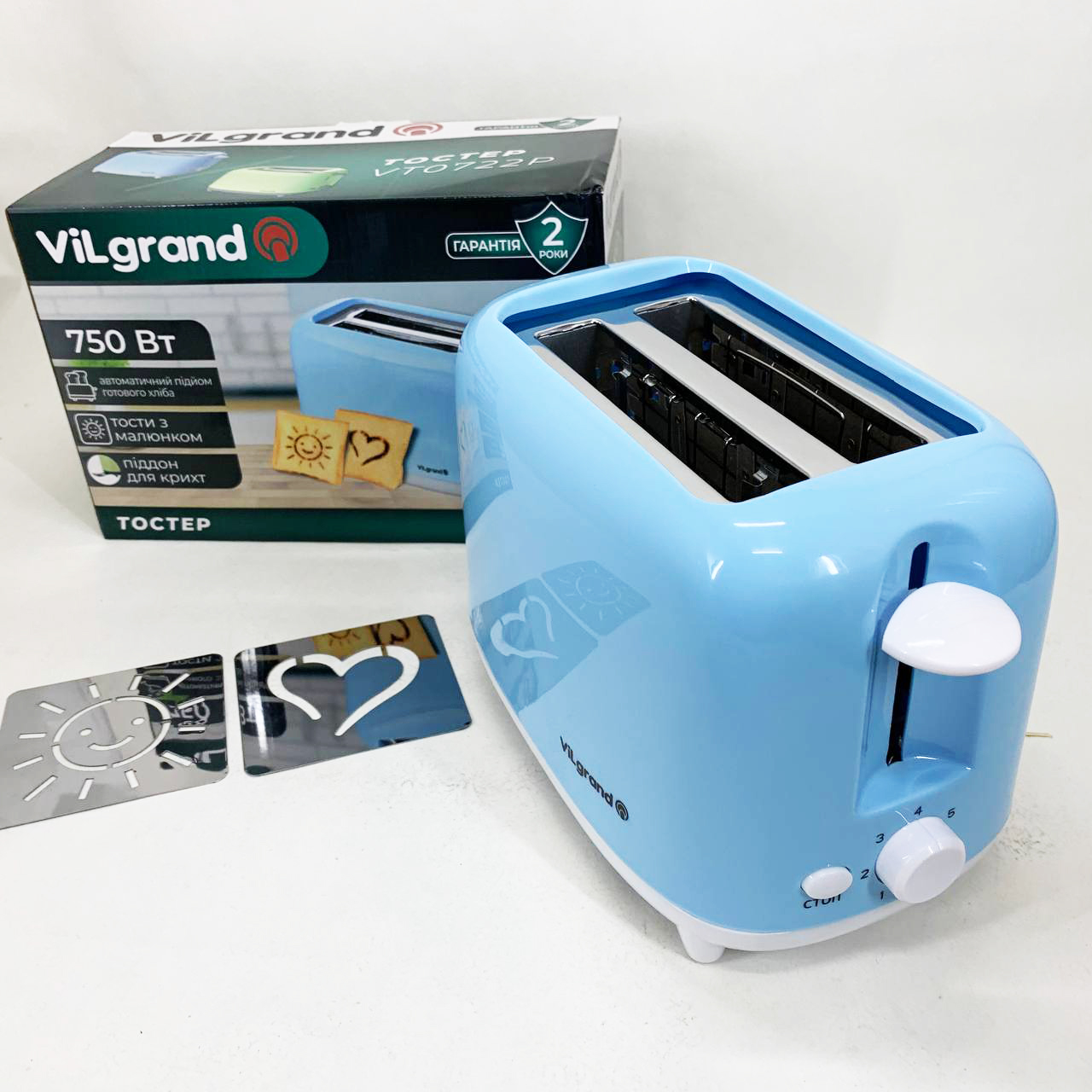 Тостер VILGRAND VT0722P. Цвет: голубой