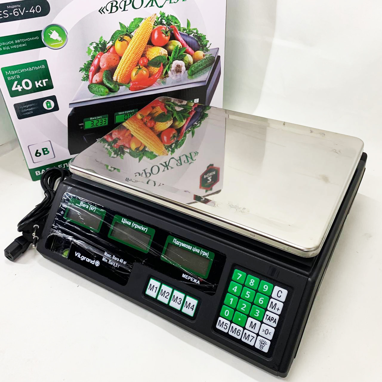 Весы торговые ViLgrand VES-6V-40 40 кг с калькулятором и аккумулятором