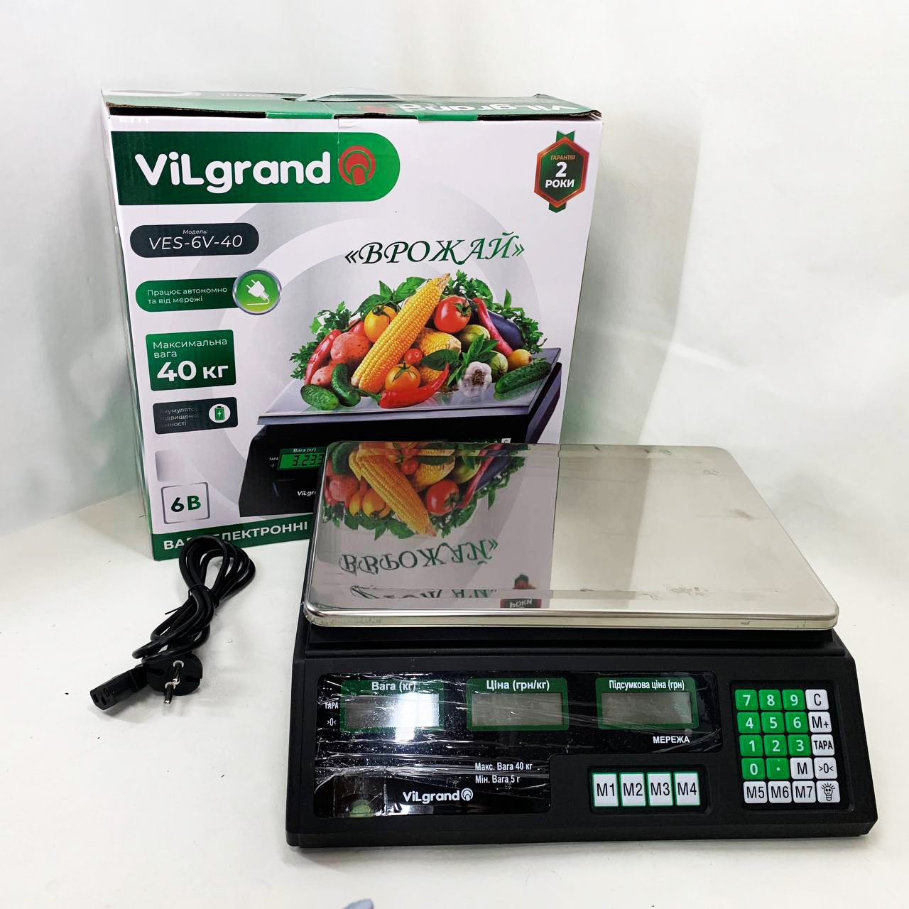 Весы торговые ViLgrand VES-6V-40 40 кг с калькулятором и аккумулятором