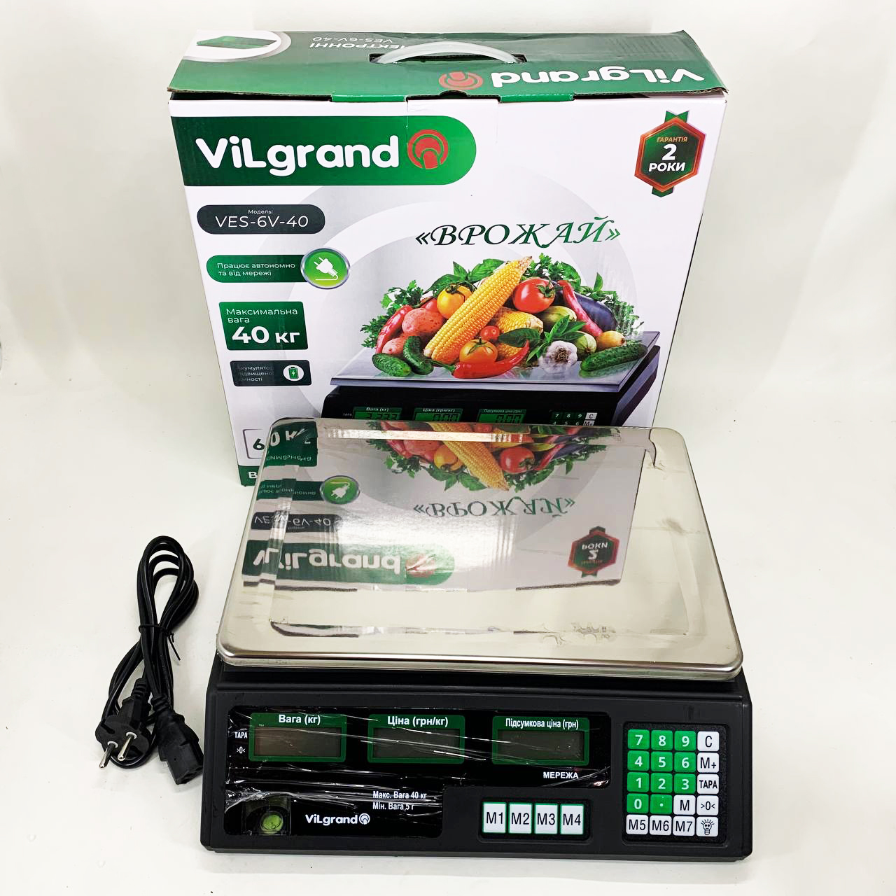 Весы торговые ViLgrand VES-6V-40 40 кг с калькулятором и аккумулятором
