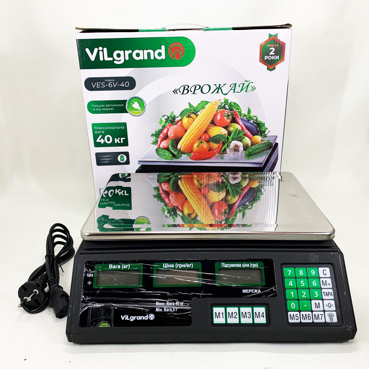 Весы торговые ViLgrand VES-6V-40 40 кг с калькулятором и аккумулятором