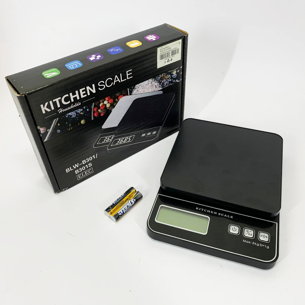 Весы кухонные электронные B301, 5кг (1г)