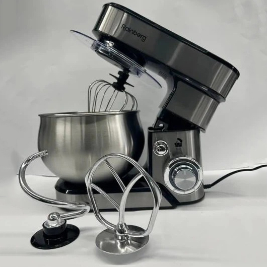 Стационарный кухонный миксер тестомес Rainberg RB-8086 с металлической чашей планетарный 5л 3800Вт