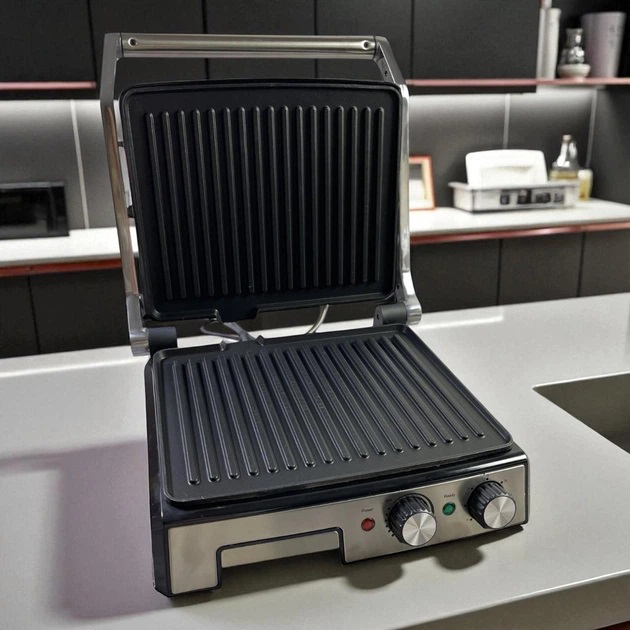 Гриль двухсторонний немецкого качества Rainberg RB-2282 прижимной электрический гриль с пластинами 3800Вт