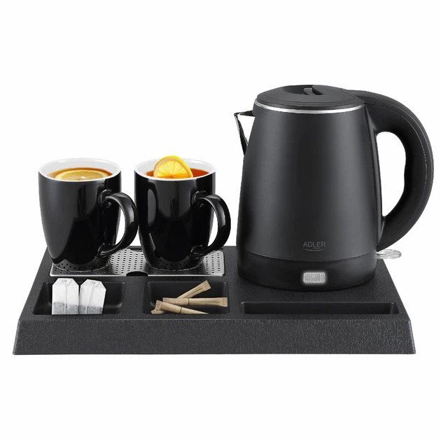 Электрочайник + 2 чашки и поднос ADLER AD 1387 1Л 1300Вт