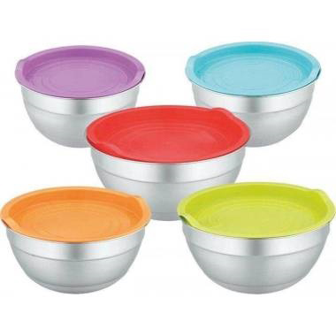 Набор металлической миски с крышкой из нержавеющей стали 5 штук для кухни природы миски емкости