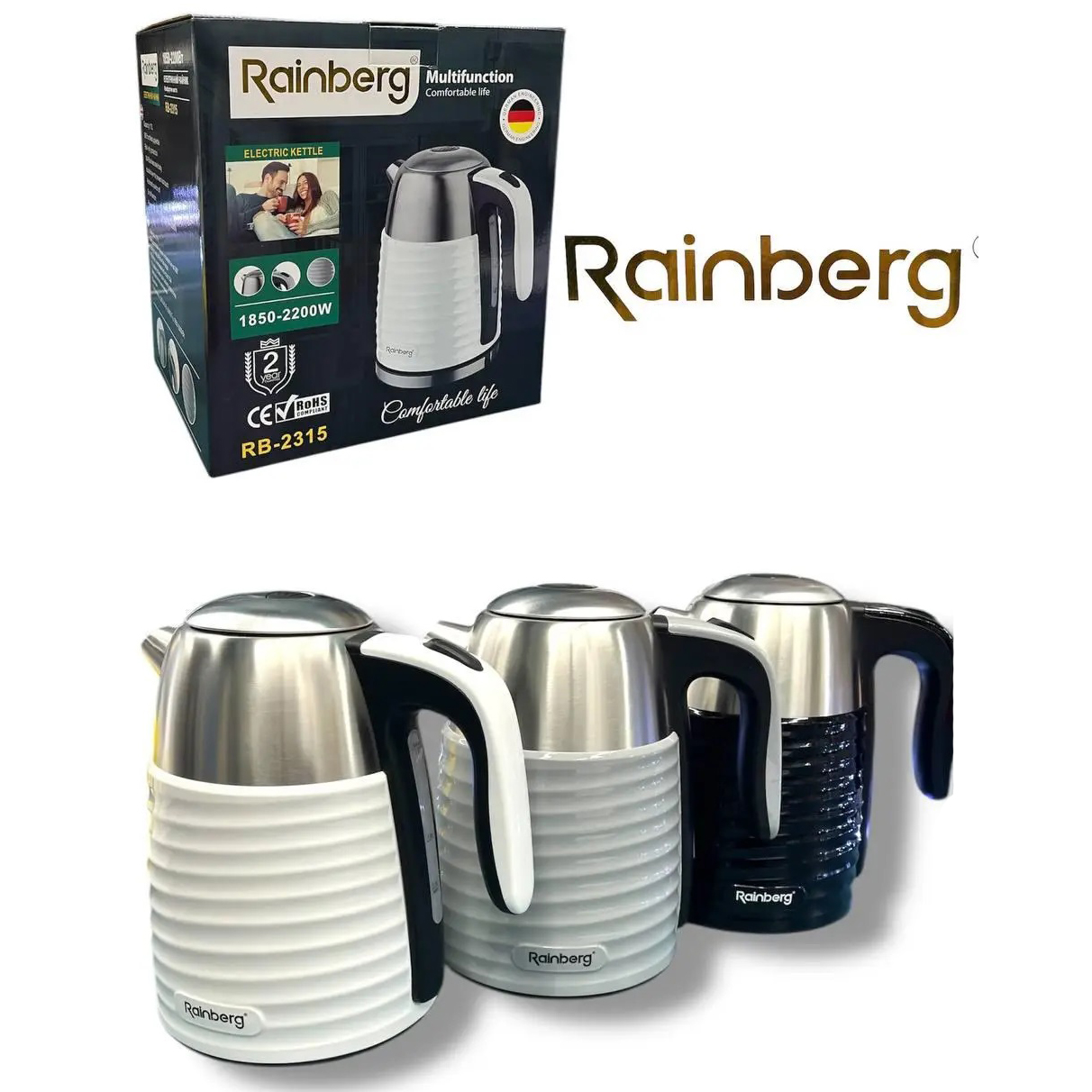 Чайник электрический Rainberg RB-2315 1.8 л 2200Вт Gray