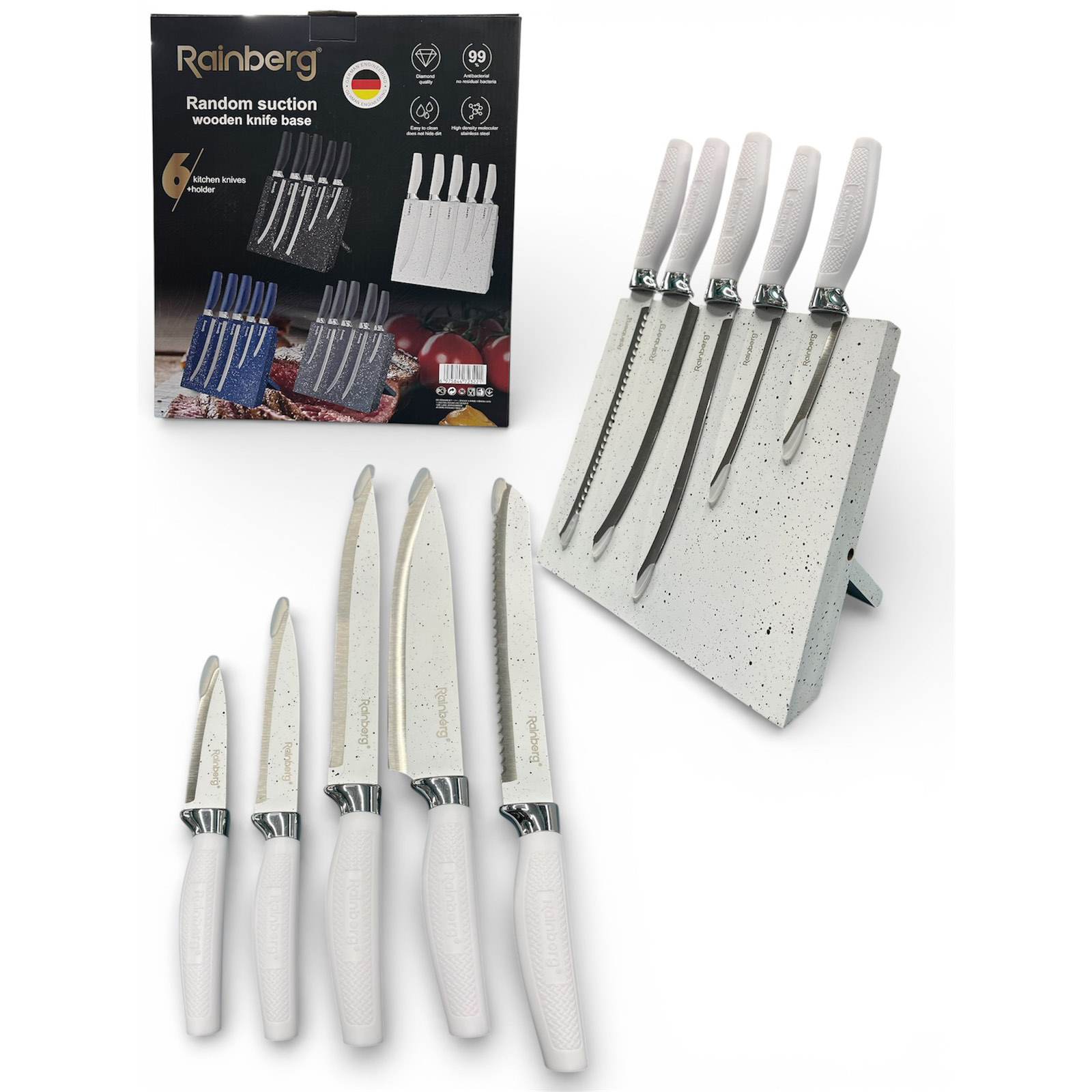 Набор ножей Rainberg RB-2322 из нержавеющей стали с магнитным основанием White